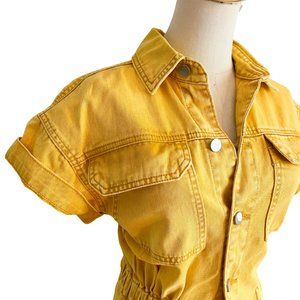 Polagram Yellow Jumpsuit with Elastic Waist - Size Small